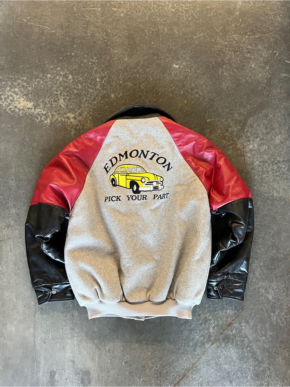 Vintage Edmonton Grey, Black & Red Varsity Jacket